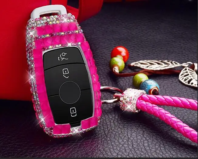 Для Mercedes Benz E Class W213 для ключей брелок для ключей Автомобильный ключ чехол для ключа роскошный алмаз автомобиль Средства для укладки волос - Название цвета: Красный