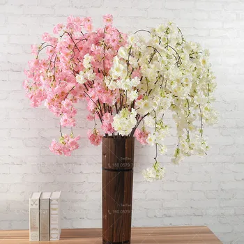 

1pcs sagging Cherry Blossoms Artificial Silk flower Popular Home Decor Artificial Flower Plastic Garland Vine Wedding decoration