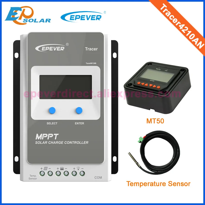 

40A solar tracker controller mppt solar regulator 12v 24v auto max pv 100v input with MT50 remote meter and temperature sensor