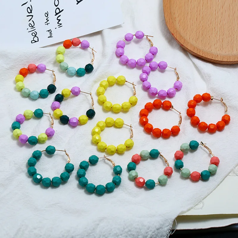 

2019 Earrings Women Summer Color Geometric Round Hoop Earring New Red Yellow Candy Color Metal Round Earring For Women Jewelry
