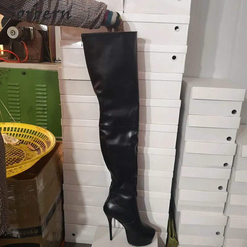 Sorbern Plate 2019 Solide Couleur Zipper Sur forme Femmes Noir À Stilettos Personnalisée Le Hauts Genou Talons Chaussures Bottes Mode Hiver AArwH