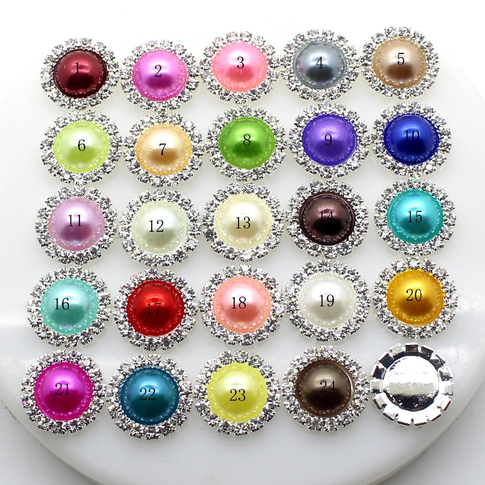 ZMASEY 10pcs/Lot 15mm Pearl Wedding Diamond buttons Factor Outlets Rhinestones buttons DIY Hair Accessory Decorative button