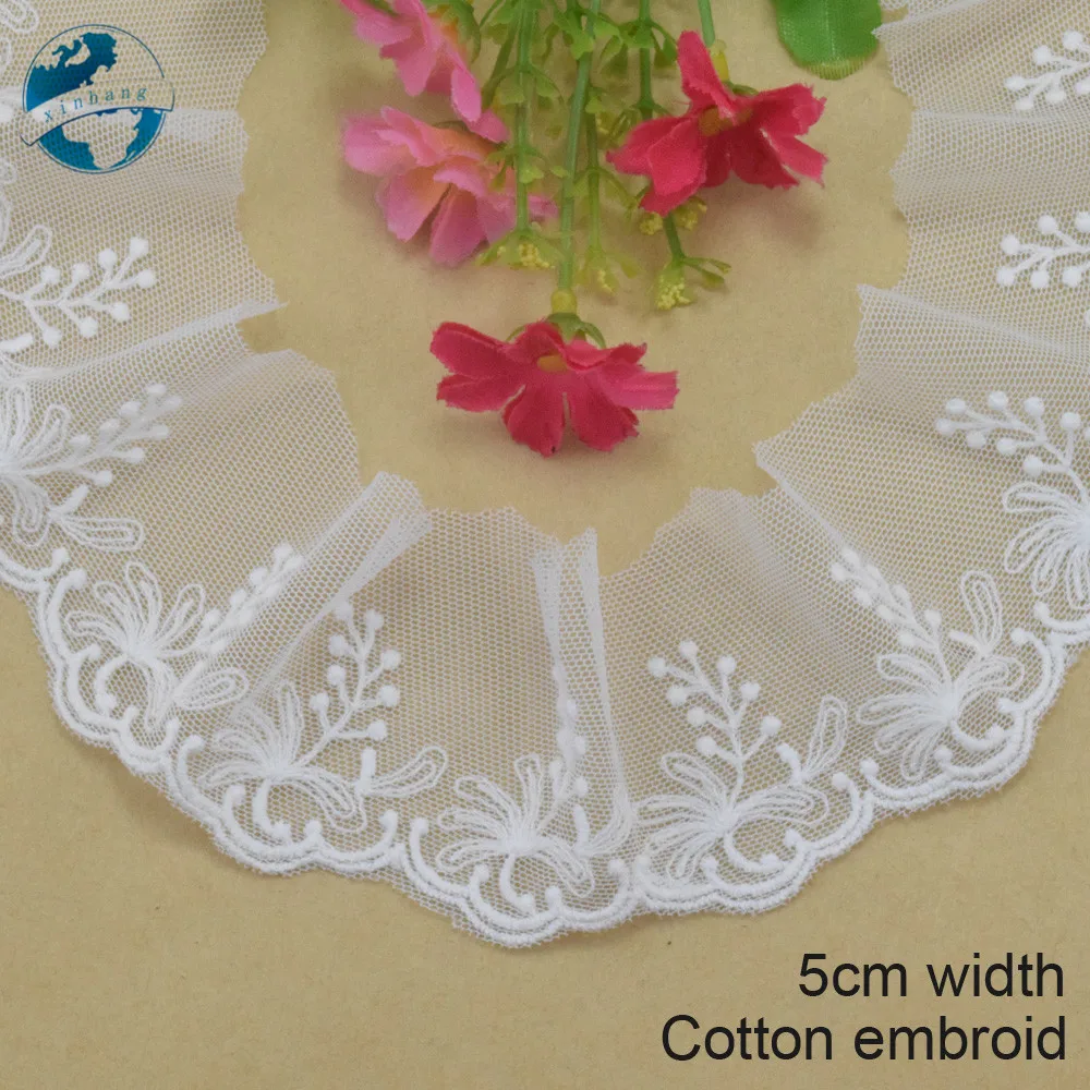 5cm Width White Lace Cotton Embroidery Lace French Lace Ribbon Fabric