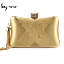 Мини Для женщин сумки из натуральной кожи однотонные Цвет сплетенный мешок леди Вечерний клатч для вечерние свадебные Кошелек с металлической кисточкой через плечо на цепочке сумка ZD1263