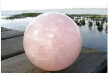 

.<<<+NATURAL PRETTY ROSE QUARTZ CRYSTAL SPHERE BALL HEALING 38mm+stand