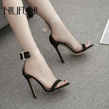 Black Peep Toe Women's Sandals 2019 Summer New Arrival Fashion Sexy thin High Heels Buckle Suede Solid Color Women's Shoes black fashion suede peep toe sandals