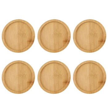 

WINOMO 6pcs 9.5x9.5cm Bamboo Round Flower Pot Tray Bonsai Succulent Plant Saucer for Indoor & Outdoor Plants