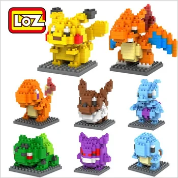 

LOZ Pokeball Pikachu Charmander Bulbasaur Squirtle Action Figure Diy Diamomd Educational Building Blocks Toys for children