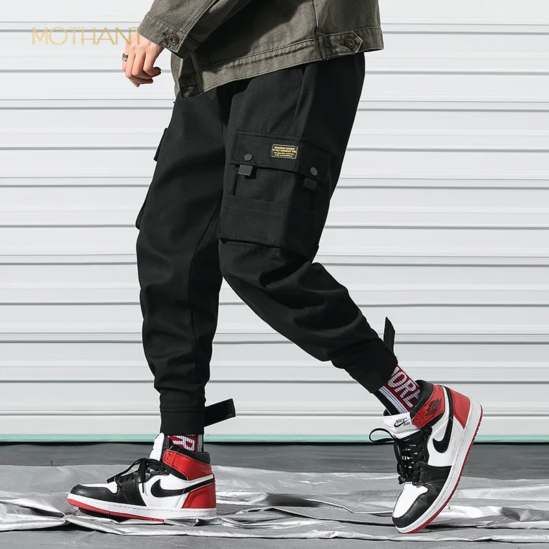 

Tide brand overalls men's new loose Velcro beam feet pants hip hop sports Harlan casual pants men's pants treetwear men