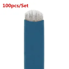 100 шт. Stianless медицинские иглы одноразовые татуаж руководство лезвие для татуировка бровей Pen Micro лопаток иглы татуировки Советы