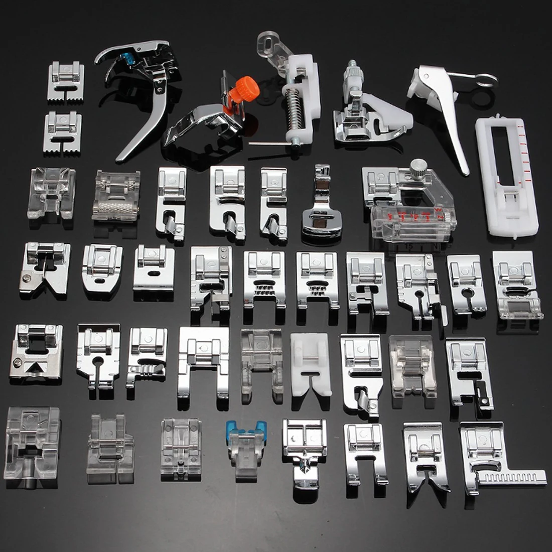 42 Pcs Presser Foot Feet Kit Sewing knitting Crochet Hooks Domestic Machine Stitch Darning