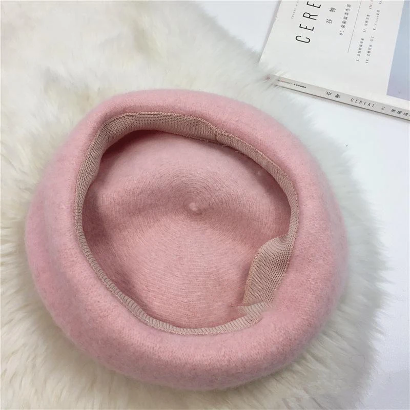 2018 Hat Female Autumn And Winter New Woolen Beret Raccoon Hair Ball Painter Hat Wild Fashion Cap For Women ACI102 (8)