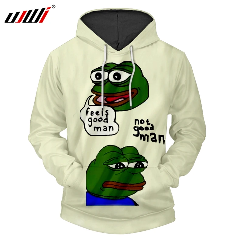 

UJWI 3d Printed Meme Hoodies Men Clothes Casual Drop Ship Pullover Hoodie Sweatshirt Oversized Plus Size O-Neck Hooded Pepe Frog