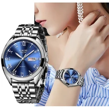 Reloj Women Dress Watch Stainless Steel LIGE Top Brand Fashion Ladies Wristwatch Week Date Quartz Clock Female Luxury Watches burei women quartz wristwatch ladies designer clock luxury watches classic stainless steel date female watch gift 2016 hot sale