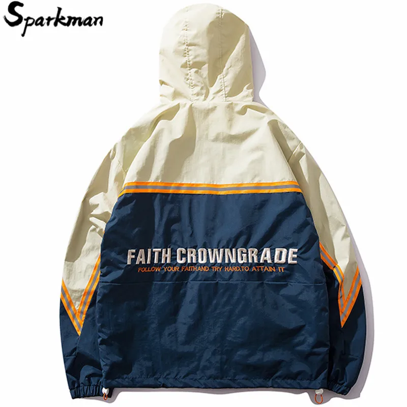 Spring 2019 Harajuku Hooded Jacket Men Hip Hop Streetwear Retro Jacket Windbreaker Vintage Color Block Track Jacket Coat Hoodie Spring 2019 Harajuku Hooded Jacket Men Hip Hop Streetwear Retro Jacket Windbreaker Vintage Color Block Track Jacket Coat Hoodie