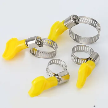 

5 pc/lot Homebrew Pipe Clamp Fit 6mm-29mm OD Tube Plastic Handle Stainless Steel butterfly Hose Clamp Butterfly Key-Type clamp