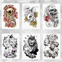 Body Art Beauty Makeup Pink Sexy Dangerous Sexy Skull Tattoo 3D Waterproof Temporary Tattoo Stickers Sexy