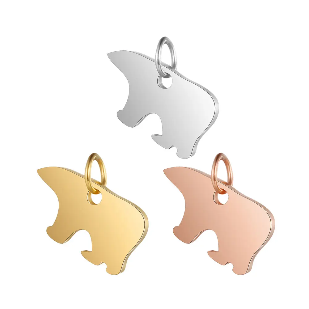

5pcs/lot 100% Stainless Steel Mirror Polished 13mm Bear Mother Charm Pendant for Bracelet Necklace Jewelry Making Accessories