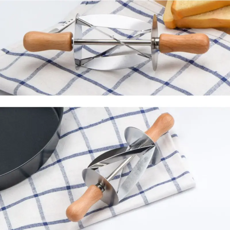 

Rolling Cutter for Making Croissant Bread Wheel Dough Pastry Knife Stainless Steel Wooden Handle baking Kitchen Knife