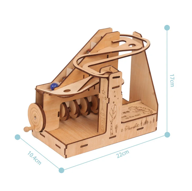 Креативные DIY 3D механические головоломки мраморные пробежки модель пинбол вверх по ступенькам деревянные наборы сборки головоломки игровое оборудование привод мальчик подарок - Цвет: Белый