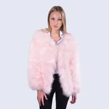 Сезон осень-зима; верхняя одежда пальто из настоящего меха страусиный пух перо индейки пальто из овечьей шерсти женские Куртки; Элегантная модная обувь класса люкс