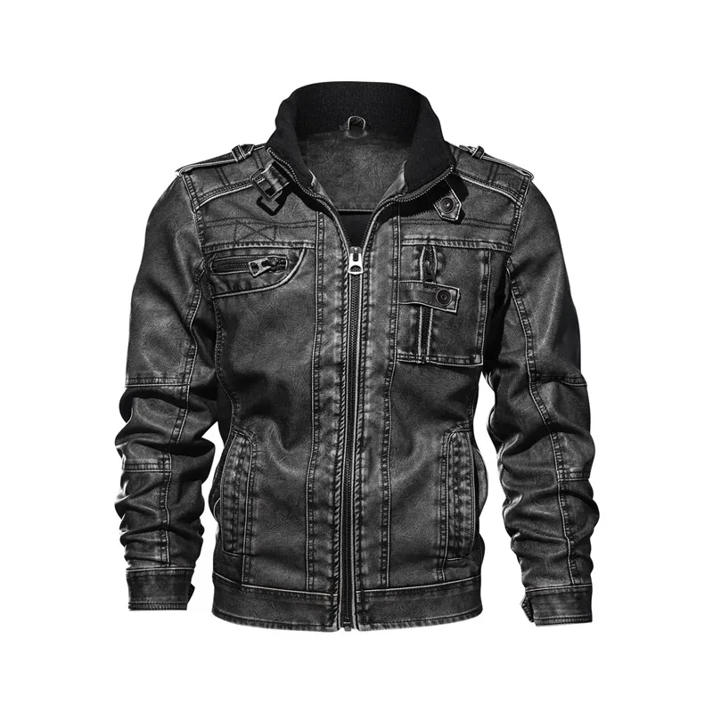 

Men's leather jacket 2018 autumn new windproof leather coats Causal motorcycle Vintage PU leather jackets