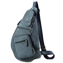 Мужская нагрудная сумка Роскошная брендовая винтажная повседневная кожаная Натуральная воловья большая синяя сумка-мессенджер Мужская нагрудная полулунная дорожная сумка