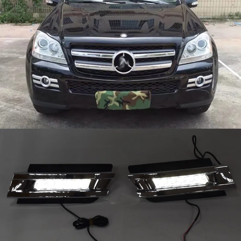 

QINYI 1 set For Mercedes Benz X164 GL320 GL350 GL450 2006 2007 2009 LED DRL Daytime Running Lights With ABS fog lamps Cover