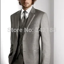 На заказ / топ продаж две кнопки светло-серый жених смокинги / нотч лучший мужчина дружки мужчины свадебный костюм / жених мужчин костюм