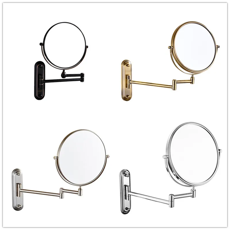 

Makeup Mirror Brass Black Bathroom Mirrors 3 x Magnifying Mirror Folding Shave 8 Inches Wall Mounted 360 Rotate Round Mirrors