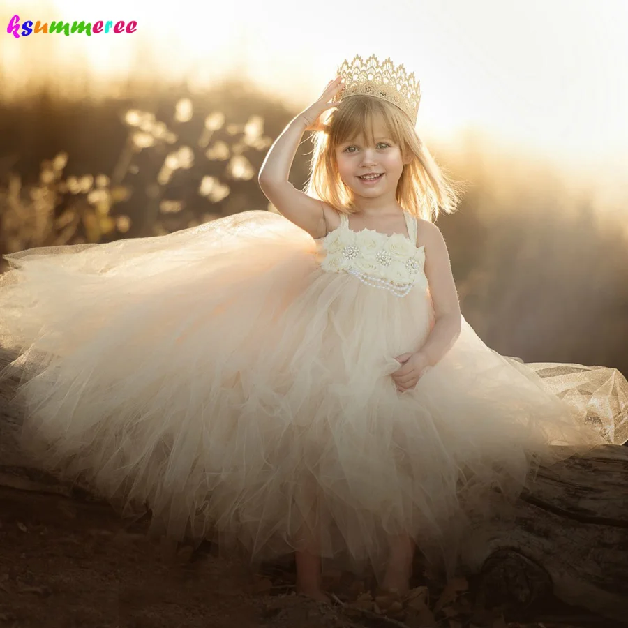 Baby Kleinkinder Mädchen Kinder Prinzessin Blumen Ärmellos Party Tüll Heiß Kleid 