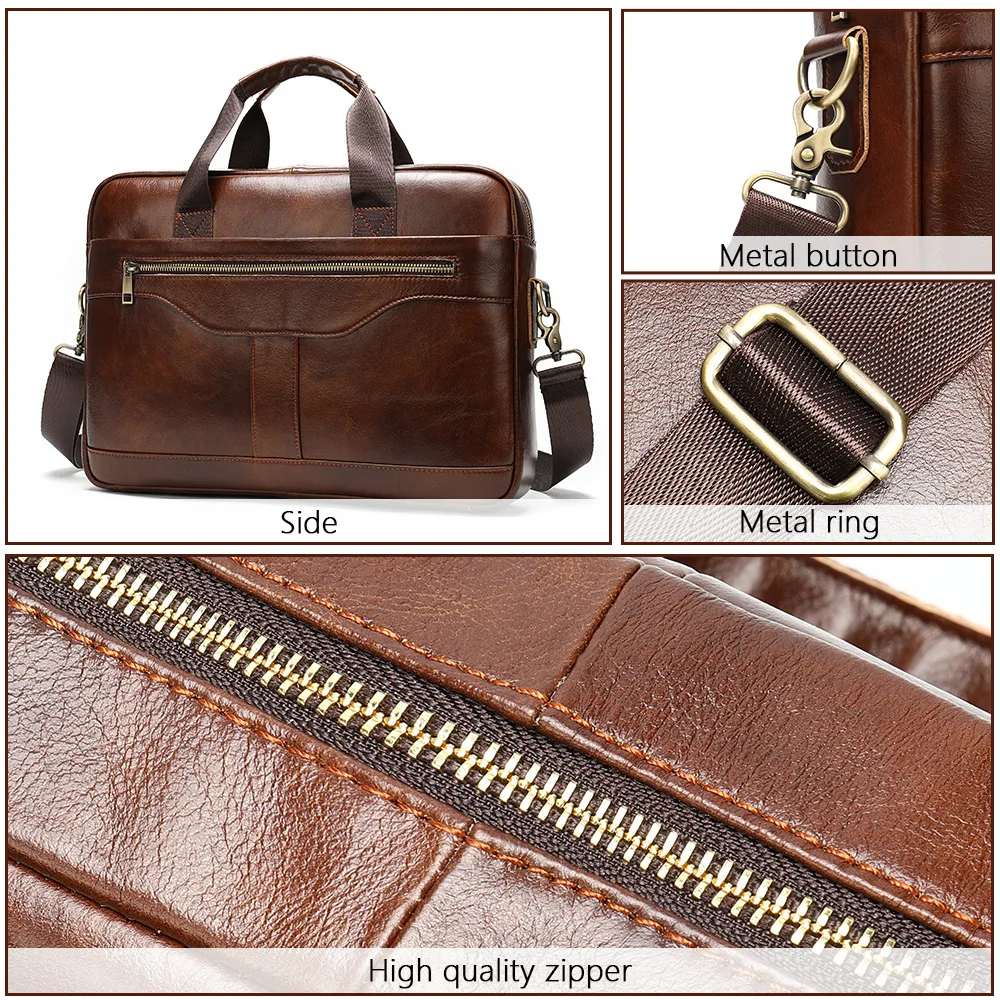 MVA New Arrivals Men`s Briefcase Quality Zipper Men`s Shoulder Bag and Genuine Leather Men Messenger Bag Men Casual Handbag