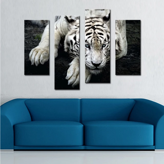 4 piece wall art canvas print pieces wall art tiger painting black and white printings animal picture artworks for home 4 piece wall art canvas print pieces wall art tiger painting black and white printings animal picture artworks for home