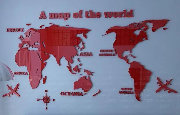 Карта мира Наклейка на стену Mapa Mundial Wereldkaart Carte Du Monde 3D акриловая офисная гостиная декорирование стен стикер s Муро - Цвет: Red