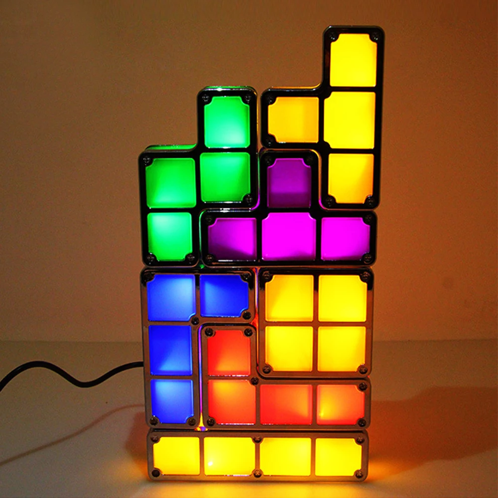 DIY Tetris пазл Штабелируемый светильник светодиодный настольная лампа конструктор