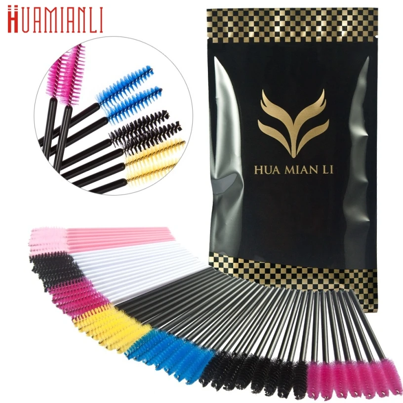 Best Deal 200PCS Colourful Make Up Brush Synthetic Fiber One Off Disposable Eyelash Brush Beauty Cosmetic