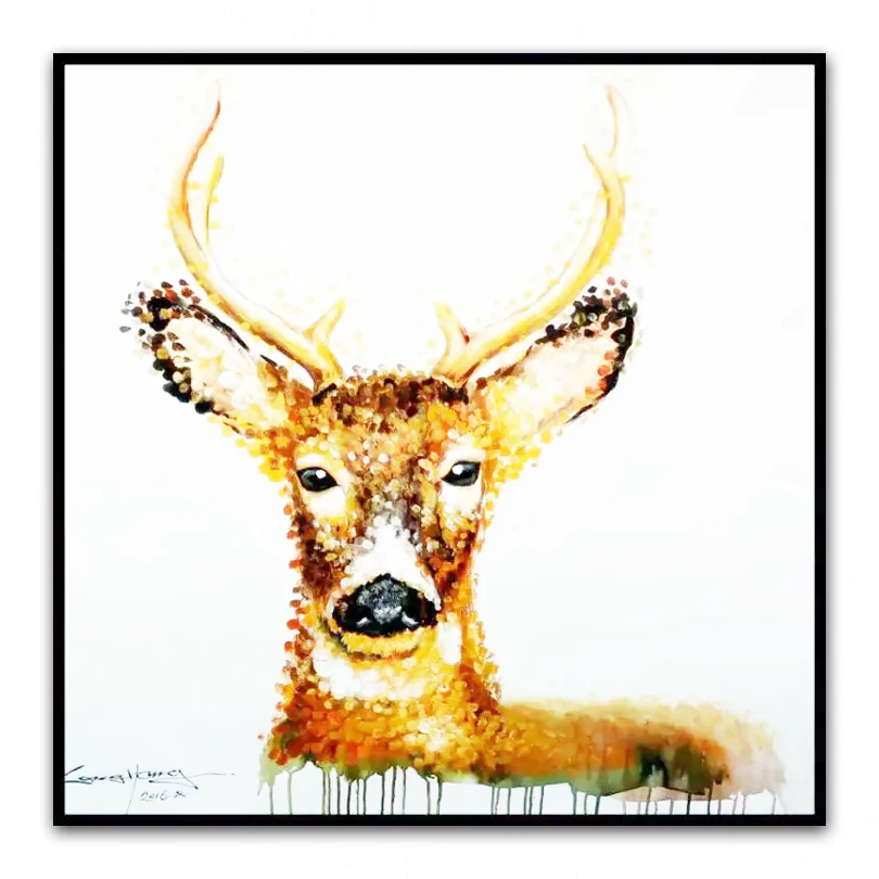 Hand Painted Cartoon Oil Painting on Canvas Abstract Animal Wall Art