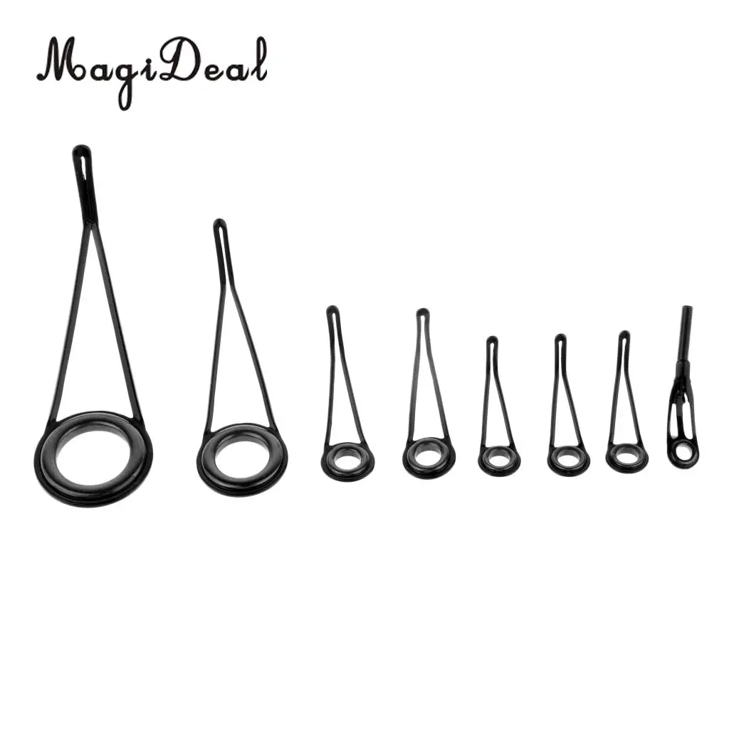 8pcs Fishing Rod Rings Stainless Steel & Ceramic Fishing Rod Guides Rings 0.28cm - 1.1cm Repair Kit DIY