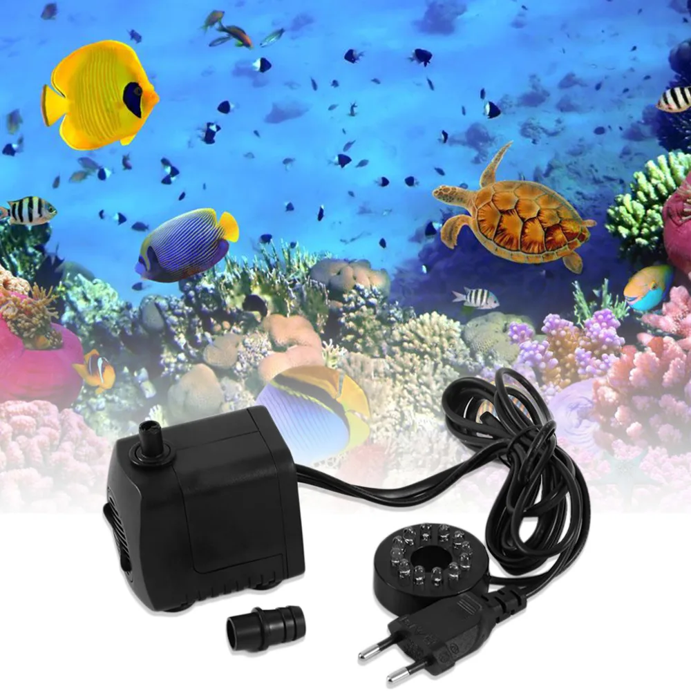 

15W AC 220-240V 12 LED Submersible Water Pump For Aquarium Fountain Fish Tank Pond Decoration Led Light Water Pump New Version