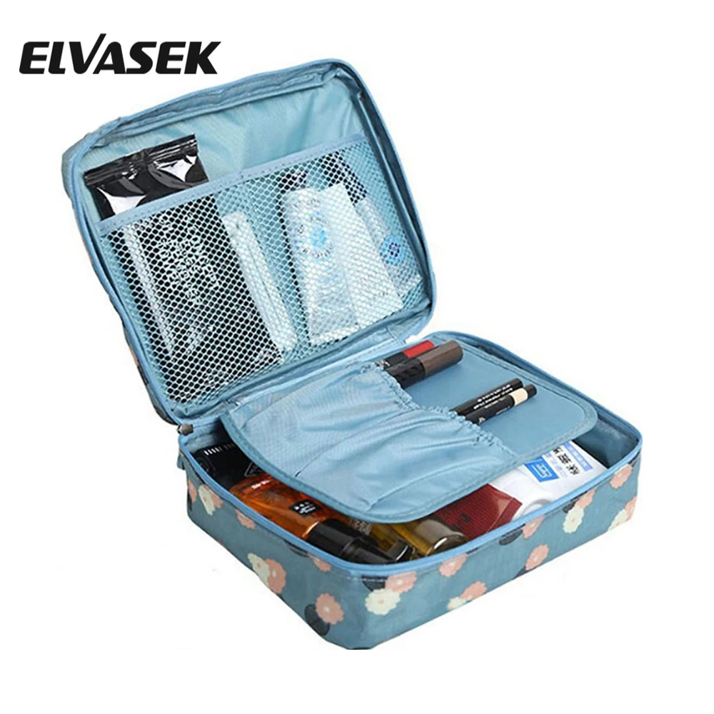 

ELVASEK Women Cosmetic Bag Nylon Travel Package Cosmetic Bags Pouch Storage Makeup Organizer cases Bag Clutch waterproof causal