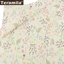 Teramila хлопок ткань Telas DIY Одежда саржа материал Tecido розовая тема мультфильм листья и животные Стиль Скрапбукинг