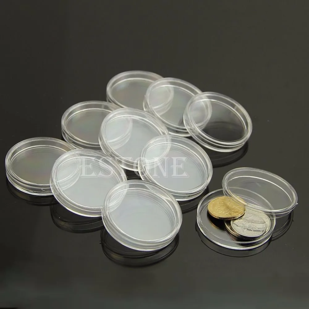 

10pcs 40mm Applied Clear Round Cases Coin Storage Capsules Holder Round Plastic
