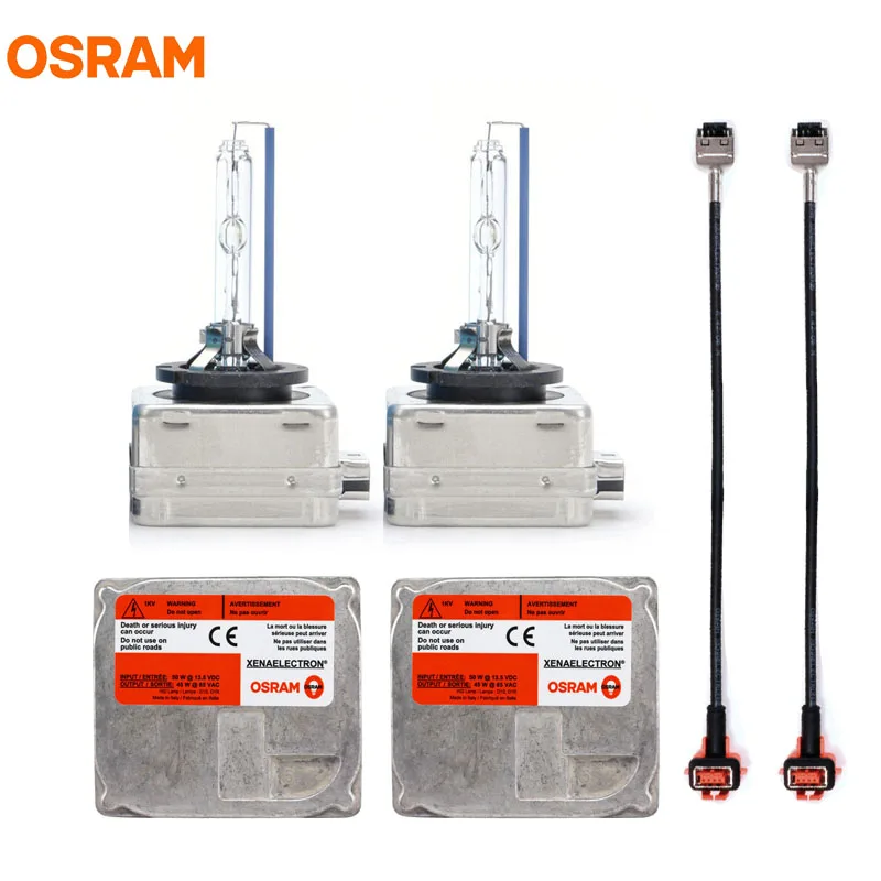 

OSRAM Xenon HID Kit Set for D1 System 2X 66144CBI D1S Bulbs + 2X 45XT5 45W XENAELECTRON Ballasts + 2X High Voltage Cables