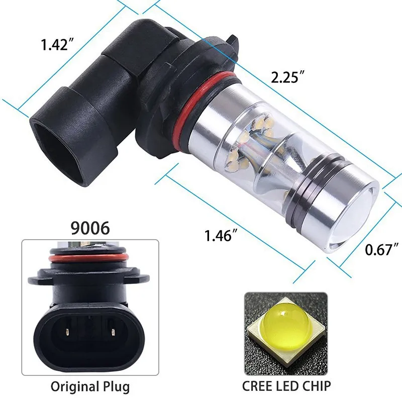 1 пара высокой мощности Foglight 60 Вт яркий 6000K Светодиодный лампочки 1000LM H8 9005 9006#94209