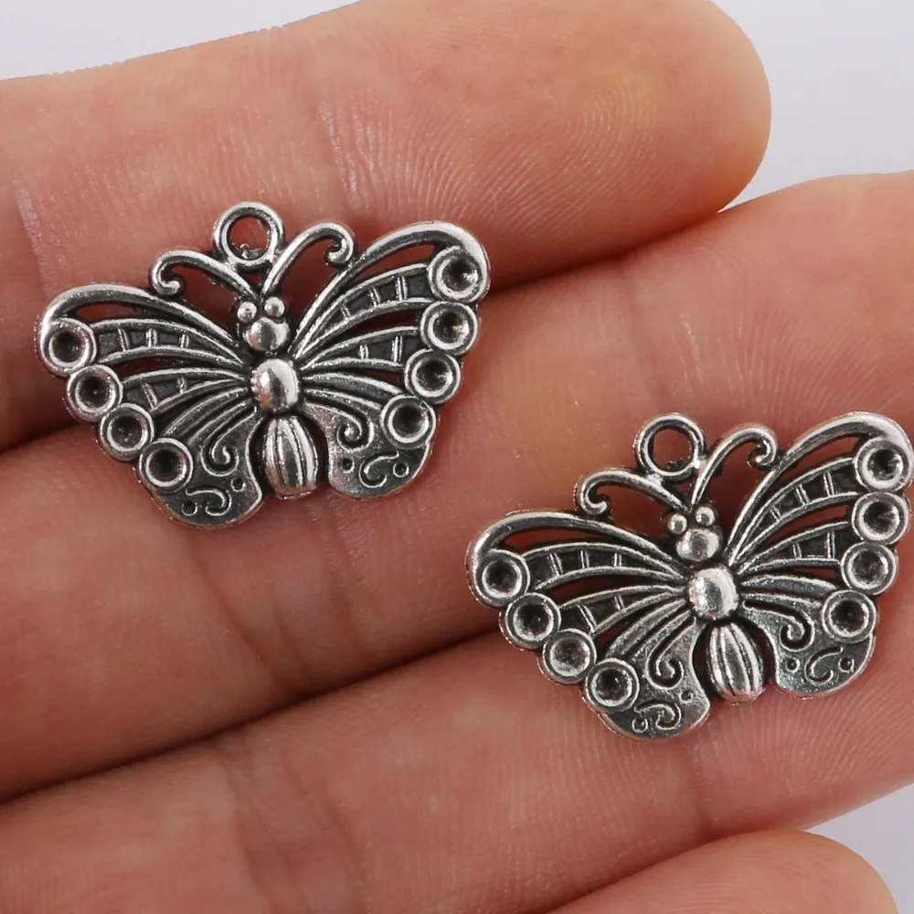 Penney 6pcs 18x26mm antique silver Alloy Butterfly charms Pendant