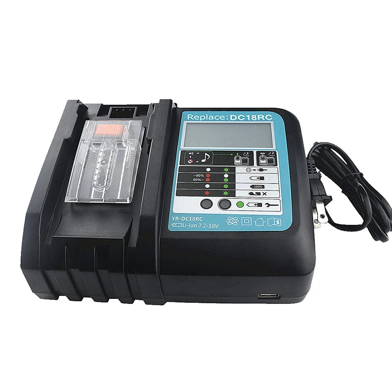 

7.2V-18V USB Power Tool Li-Ion Battery LCD Screen Charger for Makita US EU UK AU plug Black