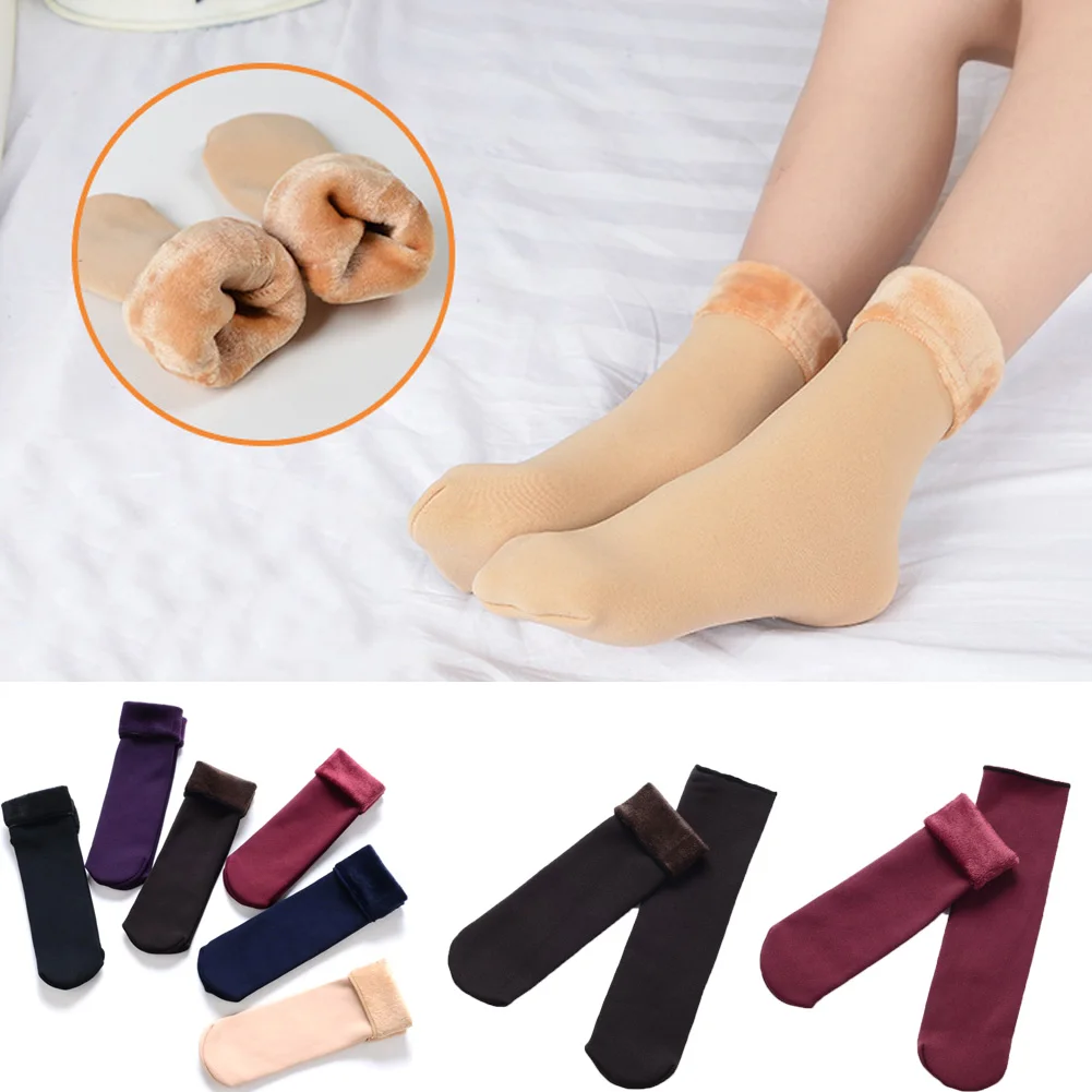 

1Pair Warm Female Male Socks Thicken Thermal Velvet Snow Winter Socks Unisex Seamless Socks Floor Sleeping Socks