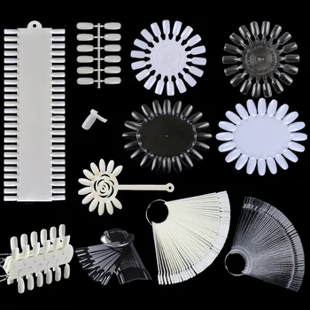 

Nail Tips Color Card Nail Art Practice Display Tools Clear White Buckle Ring Color Card for Nail Polish Gel Poly UV Gel