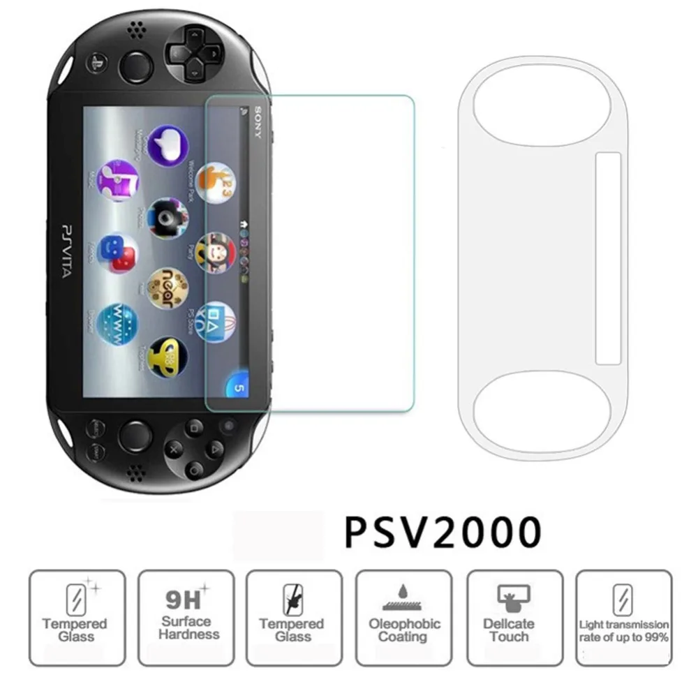 

Tempered Glass Front Screen Protector and HD Clear Crystal PET Back Protective Film For PS Vita PSV 2000 PlayStation Vita 2000