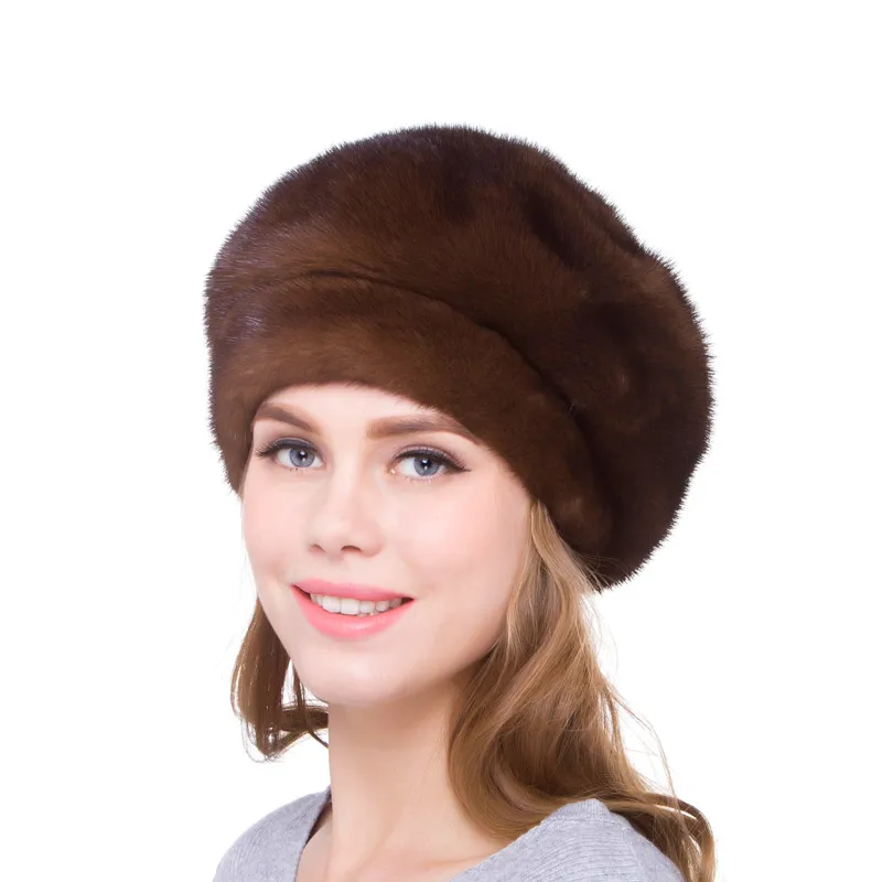 100%Natural Mink Fur Women's Hat Fashion Hat Women's Solid Cap Bomb Cap Women's Warm Earmuffs Discount Winter Hot DHY18-18